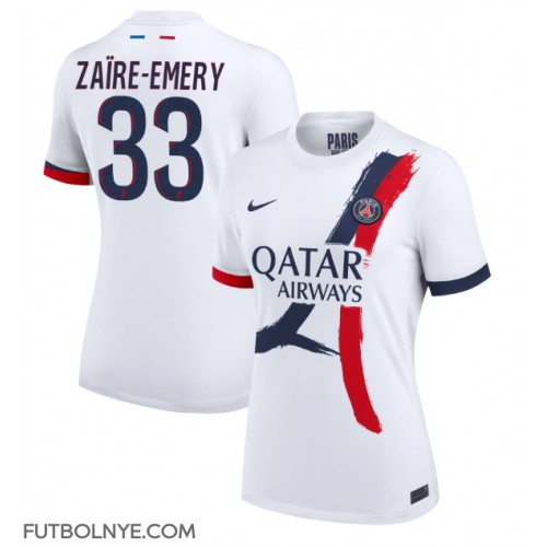 Camiseta Paris Saint-Germain Warren Zaire-Emery #33 Visitante Equipación para mujer 2024-25 manga corta